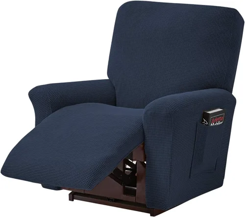 Vista 11 de MIFXIN Funda reclinable de terciopelo de 4 piezas, elástica de 1 asiento, fundas de sofá reclinable, fundas elásticas suaves para sillas Verde Oscuro