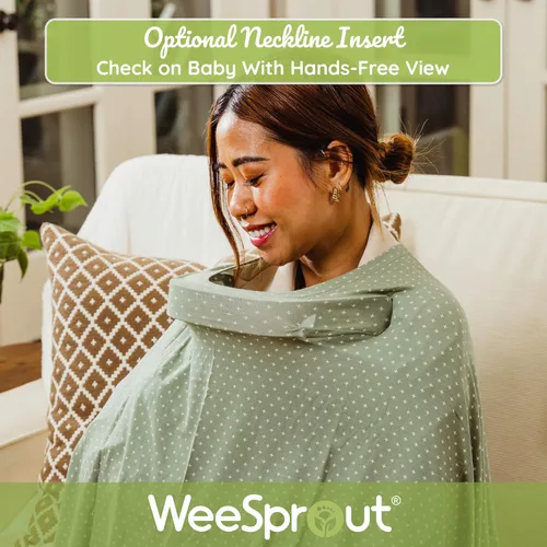 Vista 4 de WeeSprout Manta de Lactancia para Amamantar, Poncho de Lactancia Suave y Transpirable, Inserción para el Cuello para Vista Manos Libres, Manta