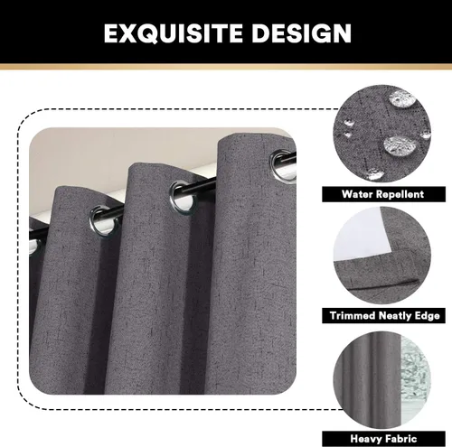 Vista 236 de Primitive - Cortinas opacas 100 % de lino texturizado natural para dormitorio, sala de estar, cortinas para ahorra energía, tela de arpillera