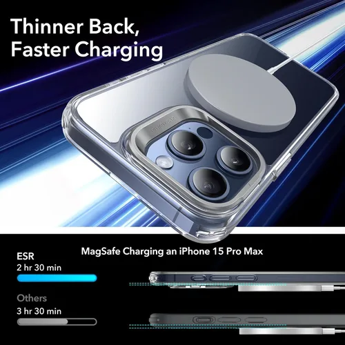 Vista 3 de ESR Funda para iPhone 15 Pro Max, Compatible con MagSafe, Funda Protectora Transparente de Grado Militar para iPhone 15 Pro Max, Funda de Teléfono