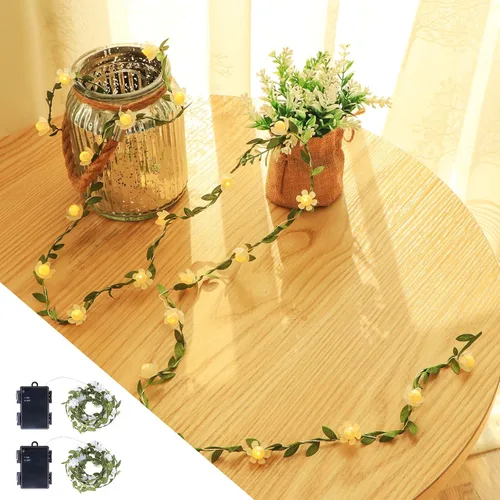 Vista 9 de Vigdur Paquete de 2 tiras de luces de piña, funciona con pilas con 20 luces LED de patio divertidas para fiesta, dormitorio, hogar, cumpleaños