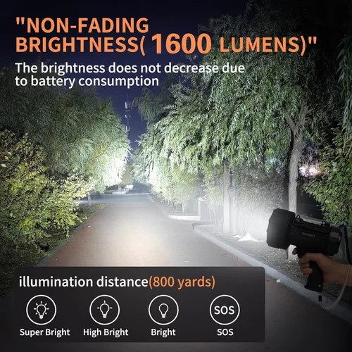 Vista 2 de BUYSIGHT Linterna Reflector Recargable Luz de Inundación, 1000000 Lúmenes Luces Puntuales de Mano IP67 Impermeable Linterna de Camping COB