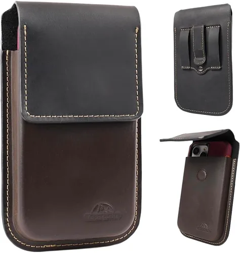 Vista 6 de Topstache Funda de cuero para teléfono celular con clip para cinturón, soporte para teléfono celular con tapa para iPhone 17/16/15/14/13/12 - Funda