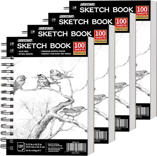 Vista 18 de FIXSMITH Cuaderno de bocetos de 5.5"X8.5" 100 hojas (68 lb/100gsm) Cuaderno de bocetos Papel de dibujo libre de ácido Bloc de bocetos