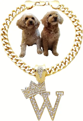 Vista 52 de Collar de cadena con letra inicial cubana para perro, collar de cadena para mascotas, gato, collar para cachorro (S, 25 cm)