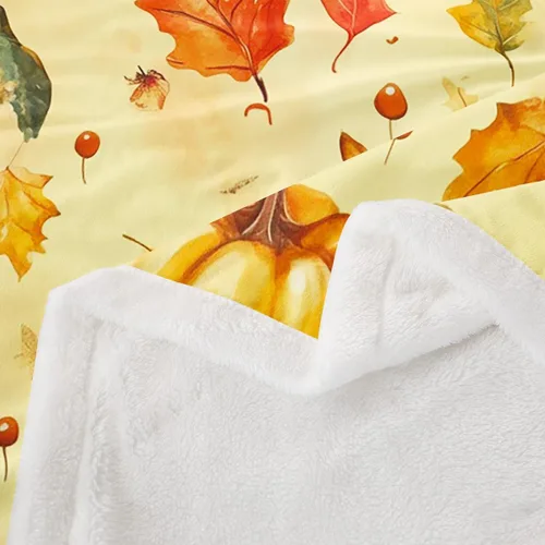 Vista 4 de Manfei Autumn Kids Throw Blanket Pumpkin Maple Leaf Mushroom Print Fuzzy Blanket for Boys Girls Adults, Fall Theme Blanket for Bed Couch Sofa, Soft
