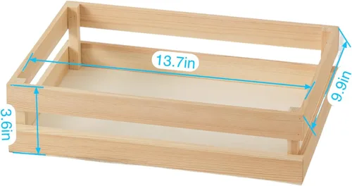 Vista 2 de Juego de 3 cajas de madera rústica con asas, cajas decorativas de madera, caja de almacenamiento de madera para cocina, oficina, dormitorio