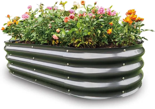 Vista 44 de GARDMAX 2x2x1FT Galvanized Round Raised Garden Bed Kit, Metal Planter Boxes Outdoor with Easy Assembly, Large Garden Bed for Vegetables, Fruits