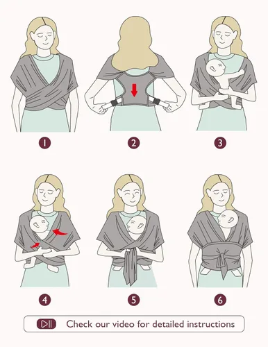 Vista 7 de Momcozy Portabebés Envolvente con Hebilla Ajustable de Malla de Aire Refrescante, Portabebés Tipo Fular Fácil de Usar, Portabebés para Recién