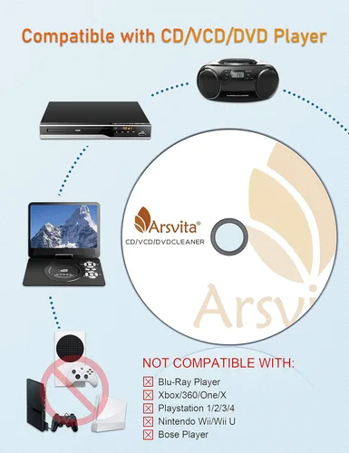 Vista 4 de Arsvita Limpiador de lentes láser de disco para reproductor de CDVCDDVD, seguro y eficaz, ARCD-03