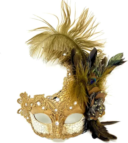 STORM BUY Disfraz de mujer y niña máscara veneciana de plumas para mascarada Halloween Mardi Gras cosplay fiesta