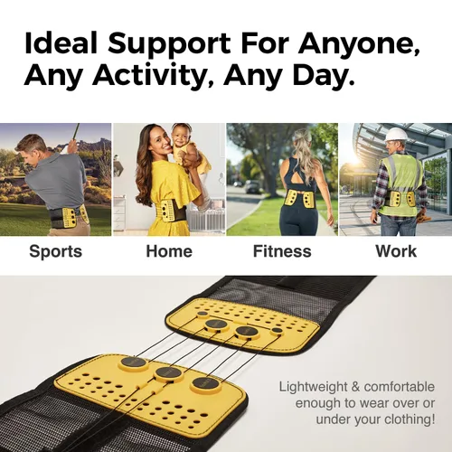 Vista 5 de BaxMAX Cinturón de soporte lumbar con sistema de polea compuesta, hecho de malla ligera y transpirable, alivio instantáneo para el dolor de espalda