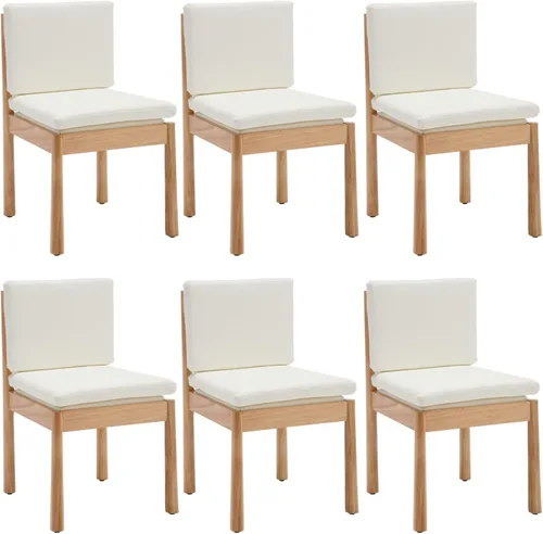 Vista 15 de ROCITY Juego de 2 sillas de comedor de madera de tela beige, sillas de cocina tapizadas sin brazos, madera negra
