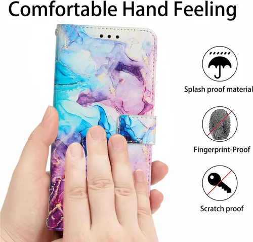 Vista 5 de Funda tipo cartera diseñada para iPhone 15 Plus con tarjetero Funda con tapa de piel sintética con función atril doble magnética para mujeres