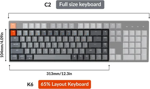 Vista 8 de Keychron Teclado mecánico inalámbrico K6 65% compacto de 68 teclas para Mac, retroiluminación blanca intercambiable en caliente, Bluetooth