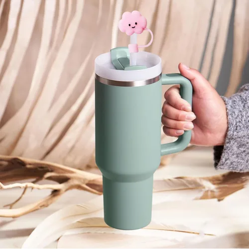 Vista 6 de 3 tapas de pajita, cubierta de popote Stanley de 0.4 pulgadas/0.394 in, cubiertas de paja Stanley reutilizables, protector de popote Stanley