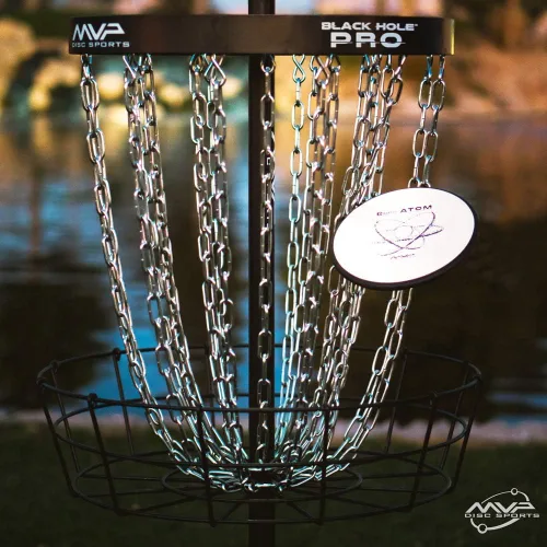 Vista 7 de MVP Black Hole Pro, cesta portátil de 24 cadenas con disco para básquet y golf