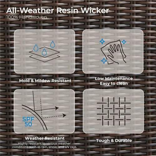 Vista 3 de CHITA Sofá de mimbre para exteriores, sofá de mimbre para patio, sofá de ratán de 3 plazas de gran tamaño con cojines de 5.1 pulgadas de grosor