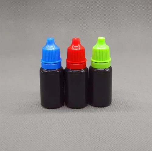 Vista 4 de Snadulor 60 botellas vacías de plástico negro con gotero exprimible de 0.2 fl oz con tapa protectora, botella de gotas para los ojos (tapa roja)