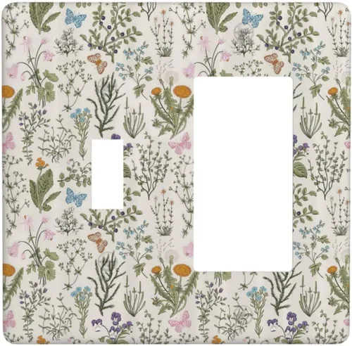 Vista 47 de William Morris Floral Boho Azul Medianoche Azul Bohemio Flor 1 Banda Dúplex Cubierta de Salida Decorativa Receptáculo Único Interruptor Eléctrico