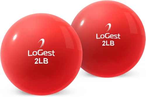 Vista 5 de Logest Par de pelotas de ejercicio de tonificación ponderada, bola medicinal de forma redonda, 1 libra, 2 libras, 3 libras, 4 libras, 5 libras, 6