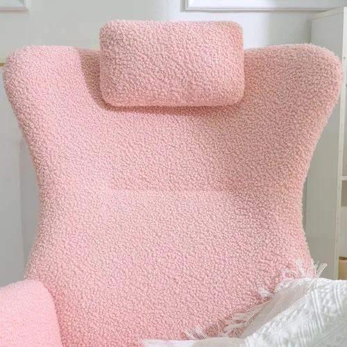 Vista 9 de CuisinSmart Mecedora tapizada de peluche para guardería, moderna silla mecedora con respaldo alto, mecedora interior para sala de estar, dormitorio