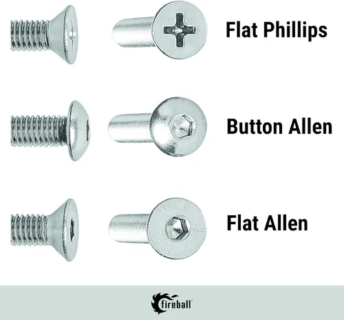 Vista 6 de Fireball Dragon Skateboard Hardware Kit Negro – Juego de tornillos de montaje y tuercas para Longboard Skateboard & Cruiser – Tornillos de montaje