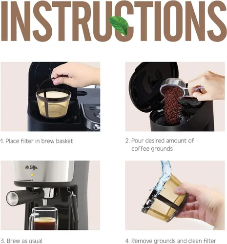 Vista 7 de Cesta de filtro reutilizable de 8 a 12 tazas con parte inferior de malla para cafetera y cafetera MrCoffee – Filtro de repuesto permanente