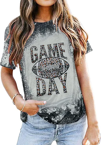 EGELEXY Camiseta de fútbol para mujer, camiseta de manga corta con estampado de leopardo