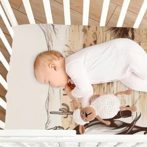 Vista 8 de Fitted Crib Sheets Western Cowboy Desert Mini Crib Sheets for Boy & Girl Toddler Mattress Sheets Playard Sheet 21216649