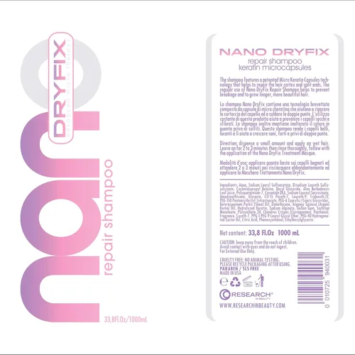 Vista 7 de Champú Nano Dryfix, Champú Reparador Hidratante Para Todo Tipo de Cabello, (1) Botella de 10 FlOz/ 10.1 fl oz