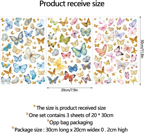 Vista 2 de Calcomanías de pared que brillan en la oscuridad - Adhesivos de mariposas luminosas, calcomanías autoadhesivas removibles coloridas para dormitorio