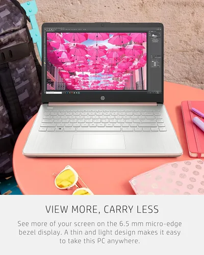 Vista 7 de HP Computadora portátil 14, Intel Celeron N4020, 4 GB de RAM, 64 GB de almacenamiento, pantalla HD de microborde de 14 pulgadas, Windows 10 Home
