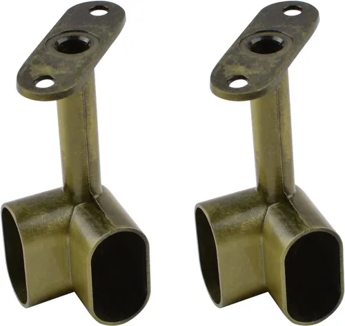 Vista 6 de INCREWAY 2 piezas de soporte de barra de armario ovalada de esquina 90 ° resistente accesorios de armario para ropa riel de ropa asiento para barra