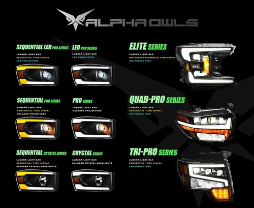 Vista 8 de Alpha Owls 8717714 Faros delanteros de cristal V2 con lámparas de parachoques de señal y barra de luz LED secuencial Switchback y luz de arranque, 4