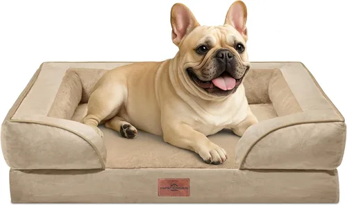 Vista 33 de Comfort Expression Cama ortopédica para perros extra grandes de 45 x 35 pulgadas, cama para mascotas XL de espuma tipo caja de huevos impermeable