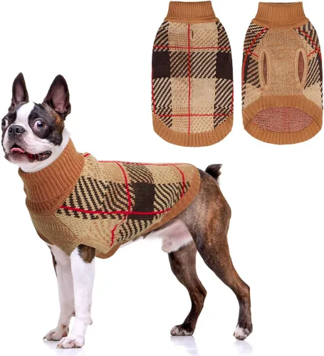 Vista 18 de BEAUTYZOO Suéter para Perro Pequeño Hembra Macho, Suéter Pullover de Cuello Alto de Forro Polar para Perro, Suéter de Punto Suave Cálido y Lindo