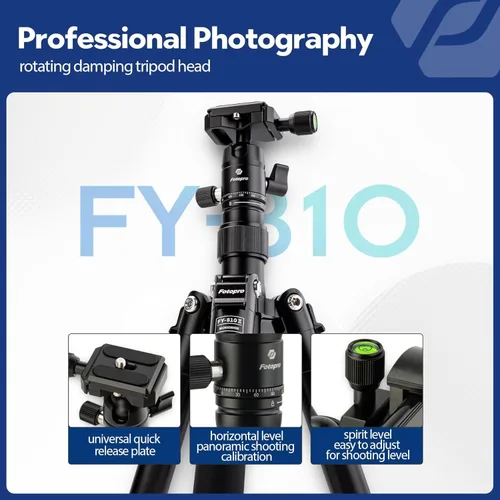 Vista 3 de Fotopro Mini trípode con soporte para teléfono con cabeza esférica desmontable para selfie stick plegado solo 8.6 pulgadas, carga máxima de hasta