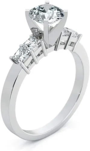 Vista 3 de Anillos de compromiso de moissanita de corte redondo de 1 CT para mujer para mujer, chapados en platino, plata