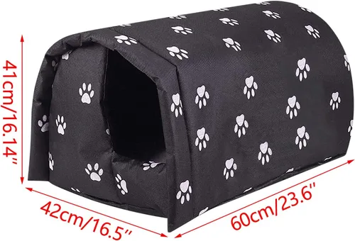 Vista 7 de Casa para Gatos Ferales de Exterior para Invierno, Resistente a la Intemperie, Impermeable, Resistente a la Lluvia, Plegable, Relleno de Algodón