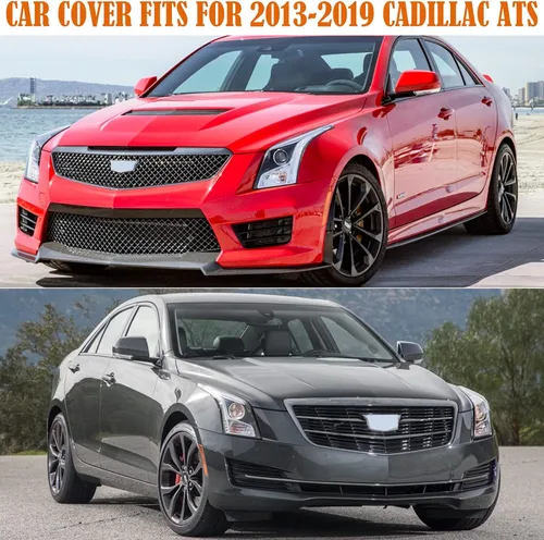 Vista 5 de Fundas impermeables para coche de reemplazo para Cadillac ATS/ATS-V 2013-2019, funda para todo clima de 6 capas con puerta con cremallera y bandas a