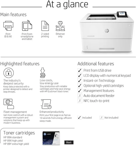 Vista 6 de HP LaserJet Enterprise M507dn Impresora monocromática con Ethernet integrado e impresión de 2 caras (1PV87A)