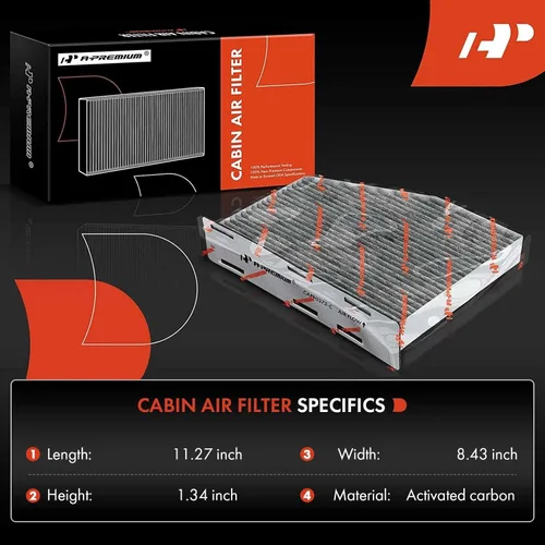 Vista 2 de A-Premium Filtro de aire de cabina de 2 piezas con carbón activado compatible con Volkswagen Jetta, Passat, Golf, Tiguan, Beetle, CC, Eos, GTI