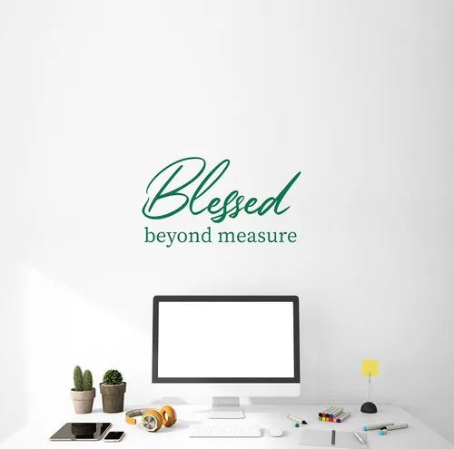 Vista 8 de Blessed - Calcomanía de vinilo para pared, cita inspiradora personalizable, bendito más allá de la medida, decoración del hogar para dormitorio