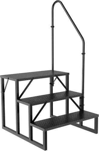 Vista 12 de Escalera de escalón, taburete con asa, escalera de piscina resistente sobre el suelo, 660 libras, escalones de cámper al aire libre, escaleras