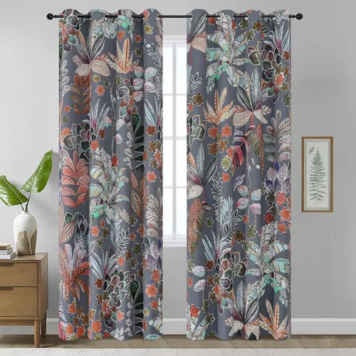Vista 43 de Estelar Textiler Cortinas clásicas con estampado floral azul para sala de estar, cortinas de 84 pulgadas de largo, oscurecimiento de la habitación
