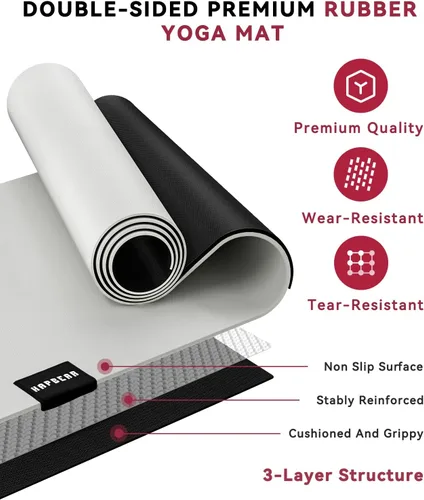 Vista 5 de HAPBEAR Large Yoga Mat 72"x30" - 5mm Thick PU Top & Rubber Bottom - Non-Slip Wide Exercise Mat with Dual Layers - High Shock Absorption for