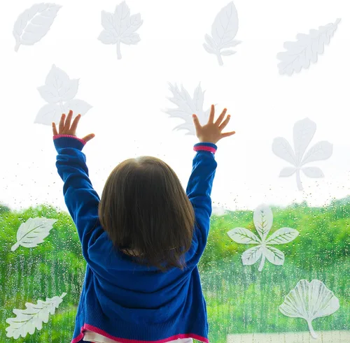 Vista 6 de 20 calcomanías para ventana de hojas para ataques de pájaros, calcomanías anticolisión, calcomanías de ventana surtidas de hojas grandes para evitar