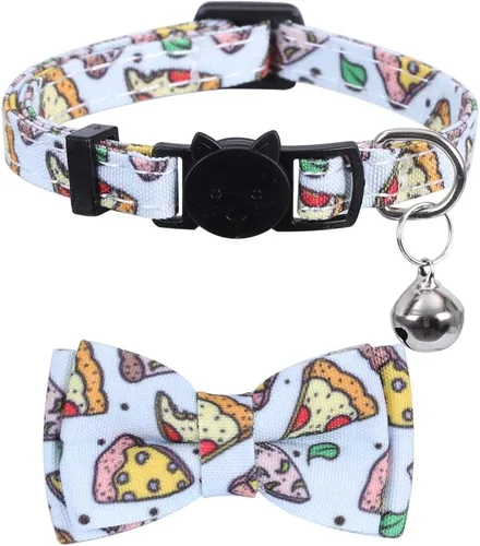 Vista 2 de Juego de 2 collares de gato con corbata de moño y campana para gatito de seguridad ajustable