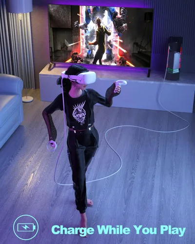 Vista 5 de AAJO Link Cable Compatible with Quest 21 Accessories, 16 ft USB 3.0 to USB C Charging Cable 5 Gbps High-Speed Data Transfer Gaming PC, Steam VR